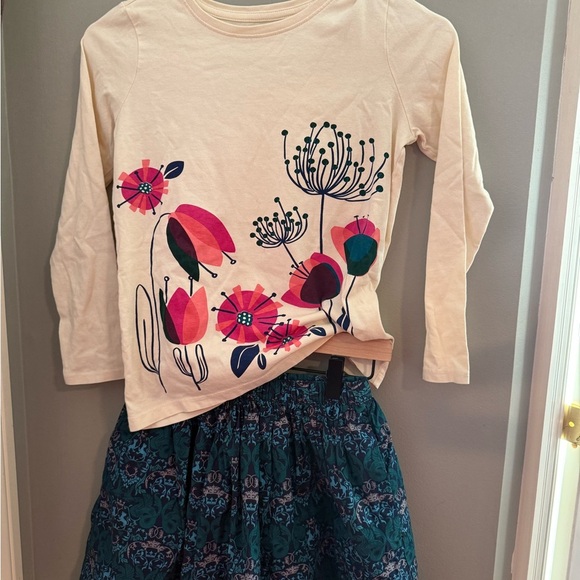 Tea Collection Cream and Blue Matching Set with Floral Design - Picture 1 of 5